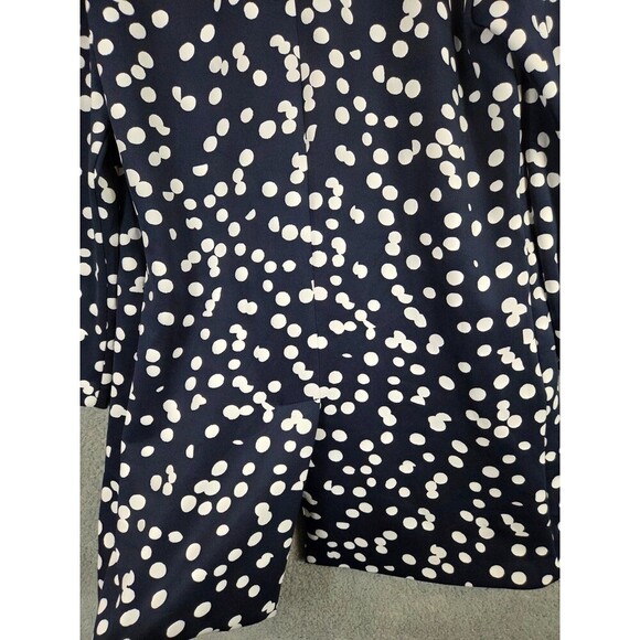 Tahari Jacket Navy Blue White Polka Dots Scuba Knit Sz S Long Open Blazer - Picture 8 of 12